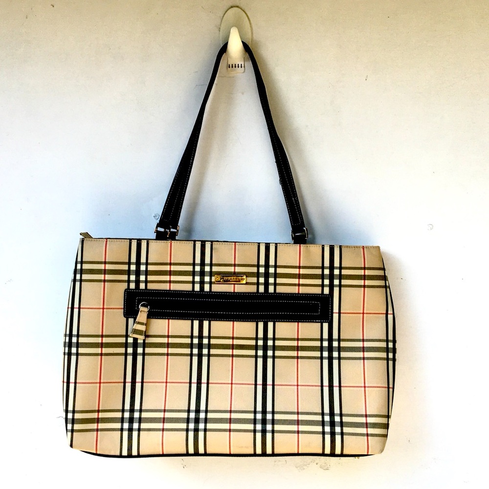 Burberry Bag Check Satchel Purse Tote